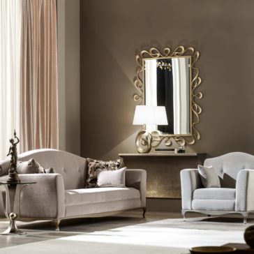 Modern Italian Designer Champagne Leaf Mirror Modern Italian Designer Champagne Leaf Mirror