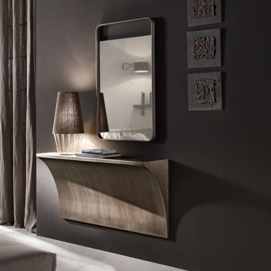 Italian Designer Gold Plated Table Lamp Modern Italian Designer Curved Edge Mirror