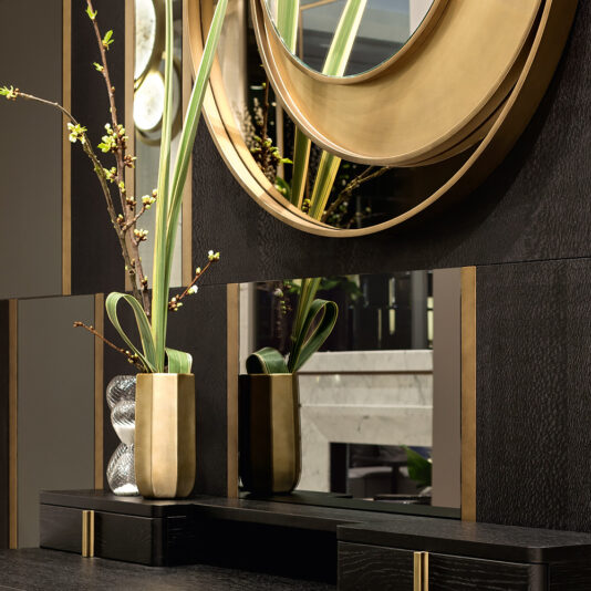 Modern Italian Designer Offset Circles Mirror