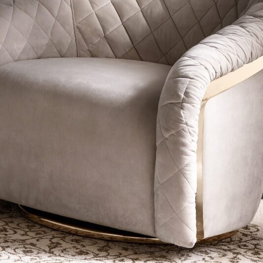 Modern Italian Designer Quilted Leather Swivel Armchair Modern Italian Designer Quilted Leather Swivel Armchair