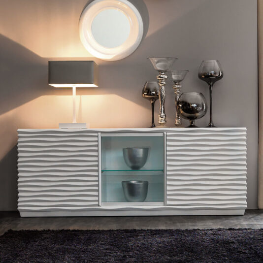 Modern Italian Designer Rippled Display Sideboard Modern Italian Designer Rippled Display Sideboard