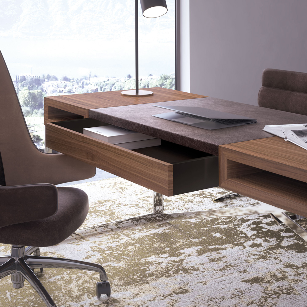 Modern Italian Designer Veneer Executive Desk