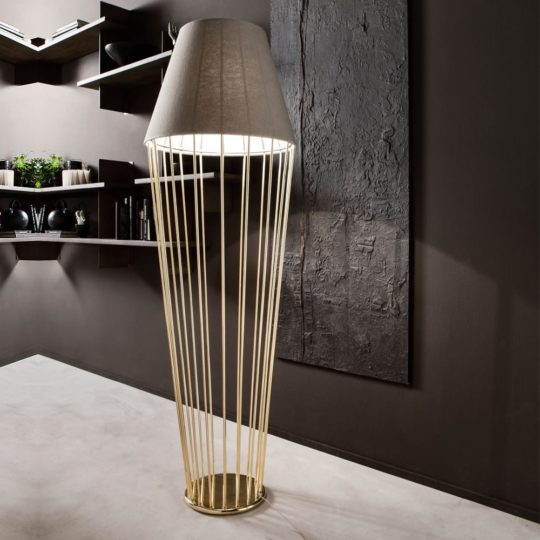 Modern Italian Gold Plated Floor Lamp