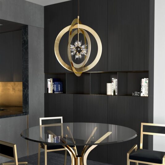 Modern Gold Plated Crystal Concentric Circles Chandelier Modern Italian Gold Plated Crystal Concentric Circles Chandelier