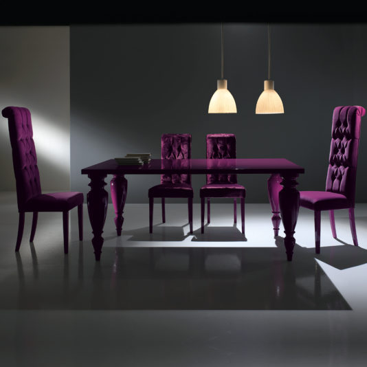 Modern Italian Lacquered Purple Dining Room Set