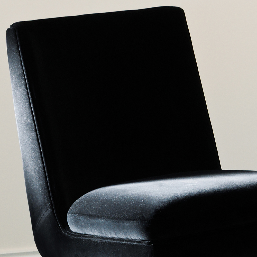 Modern Italian Luxury Black Velvet Dining Chair