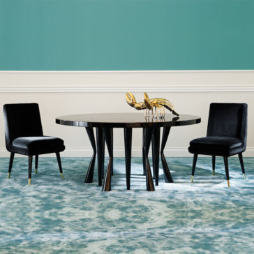 Modern Designer Curved Velvet Dining Chair Exclusive High End Modern Round Dining Table Set