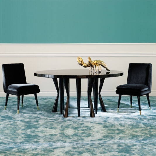Modern Designer Curved Velvet Dining Chair Exclusive High End Modern Round Dining Table Set