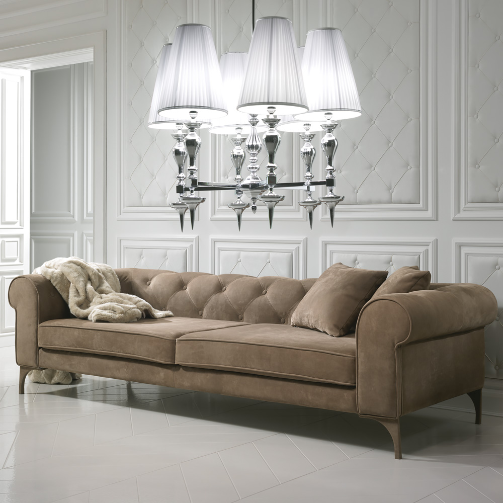 Modern Italian Nubuck Leather Designer Sofa