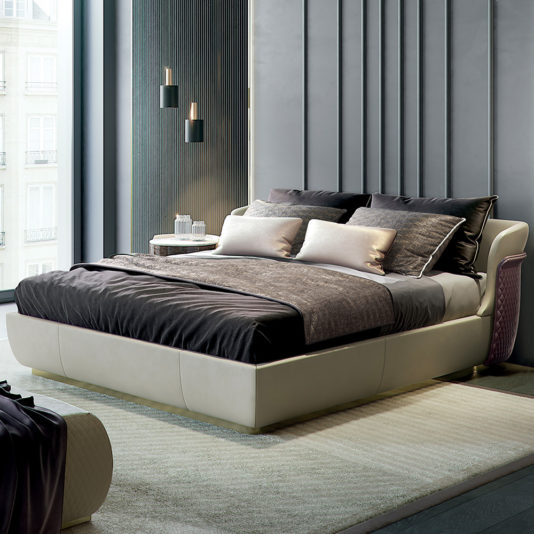Modern Italian Quilted Leather Designer Bed