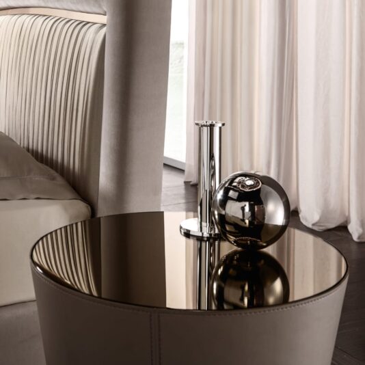 Modern Italian Round Leather Bedside Table Modern Italian Round Leather Bedside Table