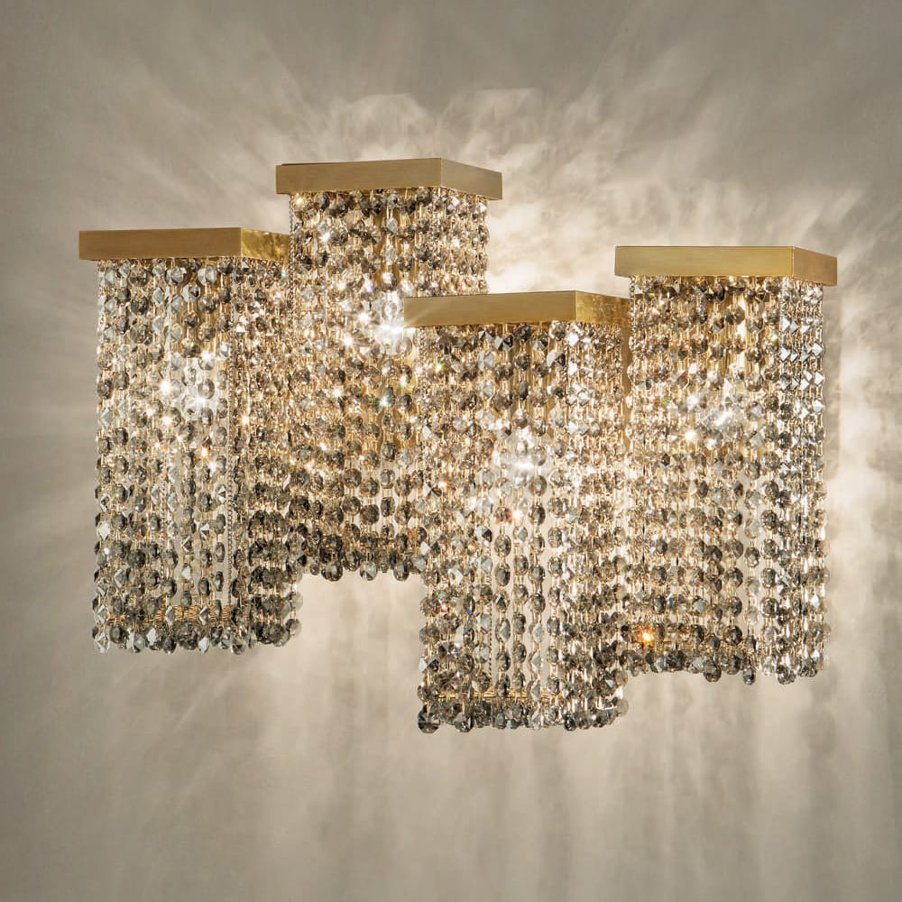 Modern Italian Smoky Crystal Brass Wall Light