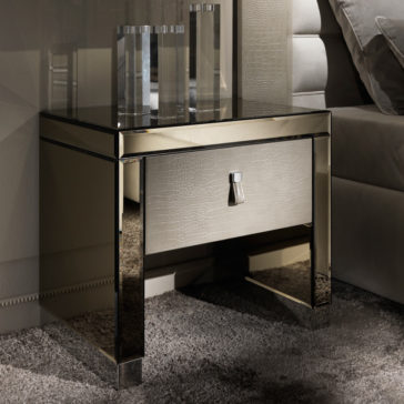 Modern Mirrored Embossed Leather Bedside Table Modern Mirrored Embossed Leather Bedside Table