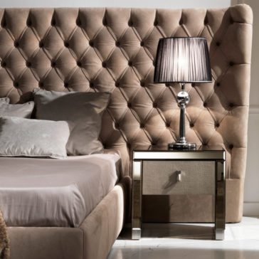 Modern Mirrored Embossed Leather Bedside Table Modern Mirrored Alligator Embossed Effect Leather Bedside Table