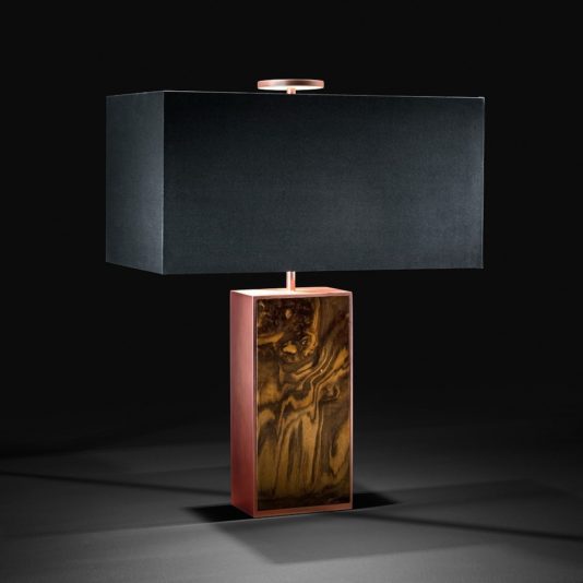 Modern Walnut Designer Rose Gold Table Lamp