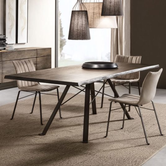 Modern Wooden Italian Rectangular Dining Table Set