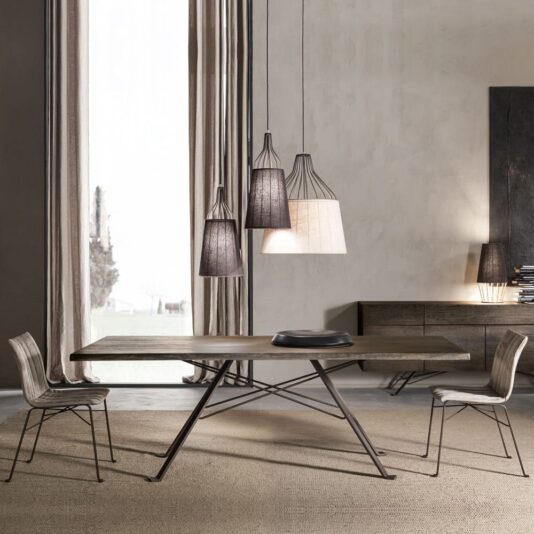 Modern Wooden Italian Rectangular Dining Table Set