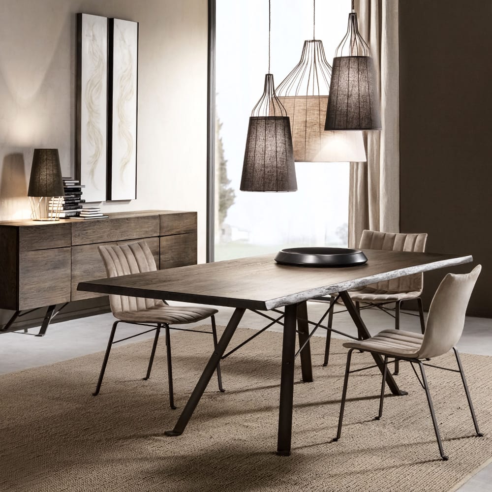 Modern Wooden Italian Rectangular Dining Table Set