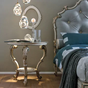 Opulent Carved Reproduction Rococo Round Bedside Table Opulent Carved Reproduction Rococo Round Bedside Table
