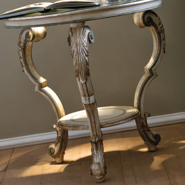 Opulent Carved Reproduction Rococo Round Bedside Table Opulent Carved Reproduction Rococo Bedside Table