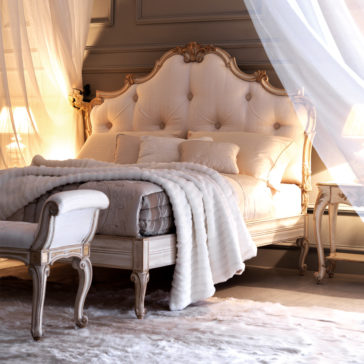 Ornate Carved Designer Italian Silk Button Upholstered Bed Ornate Carved Designer Italian Silk Button Upholstered Bed