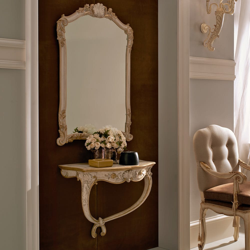 Ornate Carved Italian Wall Mounted Console And Mirror