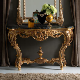 Gold Rococo Console Table and Mirror Set
