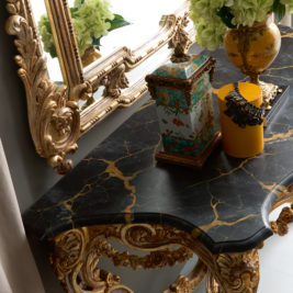 Gold Rococo Console Table and Mirror Set
