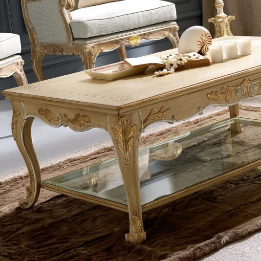 Ornate Italian Designer Coffee Table With Lower Shelf Ornate Italian Designer Coffee Table With Lower Shelf