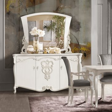 Ornate Italian Designer Three Door Sideboard And Mirror Set Ornate Italian Designer Three Door Sideboard And Mirror Set