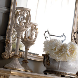 Ornate Italian Ivory and Gold Rococo Mirror