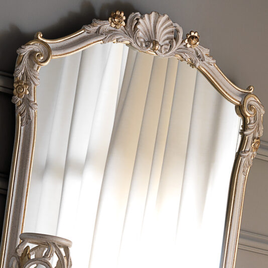 Ornate Italian Ivory and Gold Rococo Mirror Ornate Italian Rococo Chest of Drawers and Mirror Set