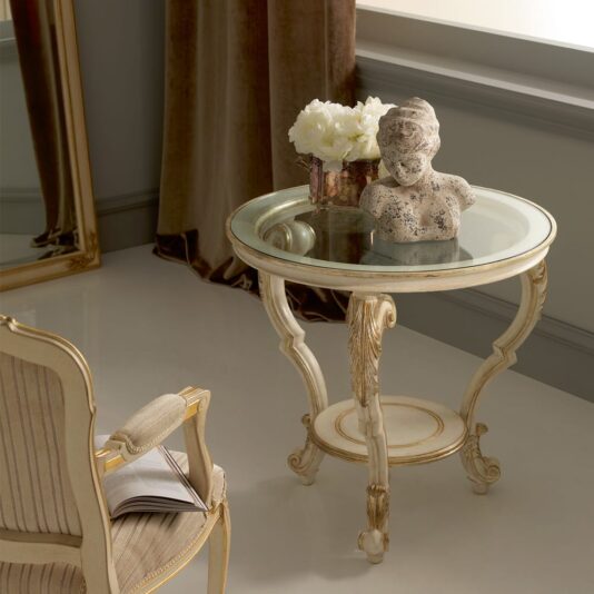 Ornate Italian Round Classic Glass Side Table Ornate Italian Round Classic Glass Side Table