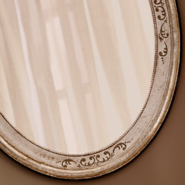 Hand-painted Silver Italian Oval Mirror