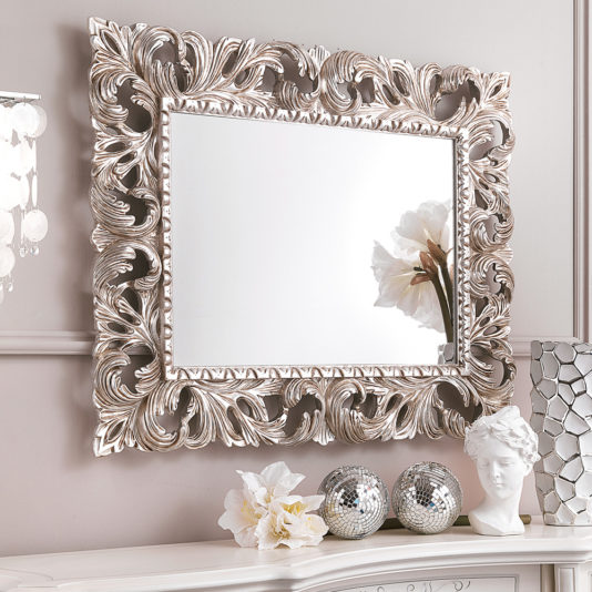 Ornate Silver Leaf Rococo Wall Mirror