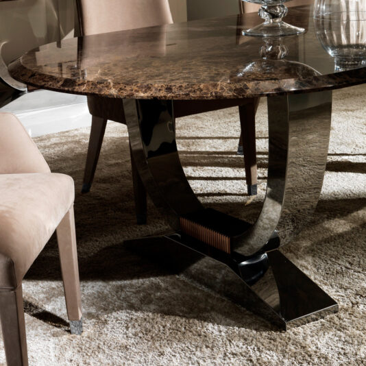 Oval High End Marble Italian Dining Table Set