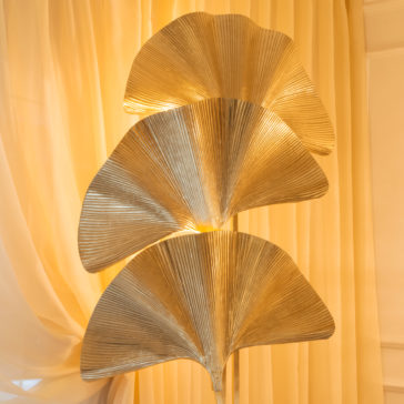 Designer Brass High End Palm Leaf Floor Lamp Unique Luxury Gold Palm Leaf Floor Lamp
