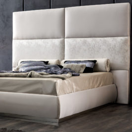 Panel Upholstered Bed With Tall Headboard