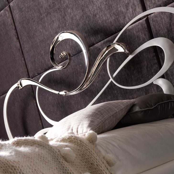 Pearl and Silver Designer Italian Iron Bed