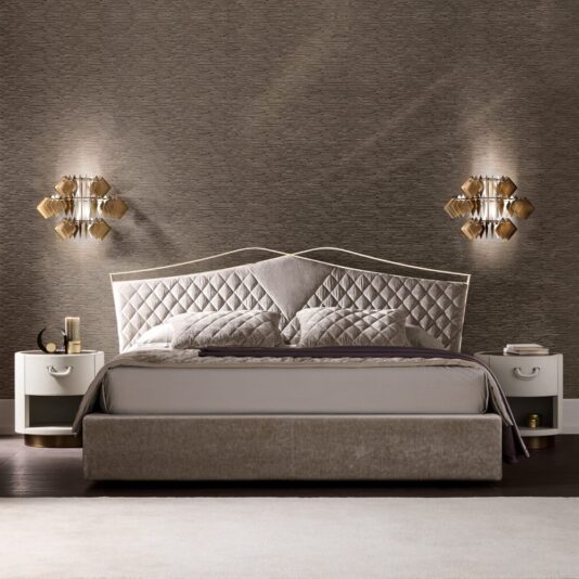 Quilted Nubuck Italian Designer Bed Quilted Nubuck Italian Designer Bed