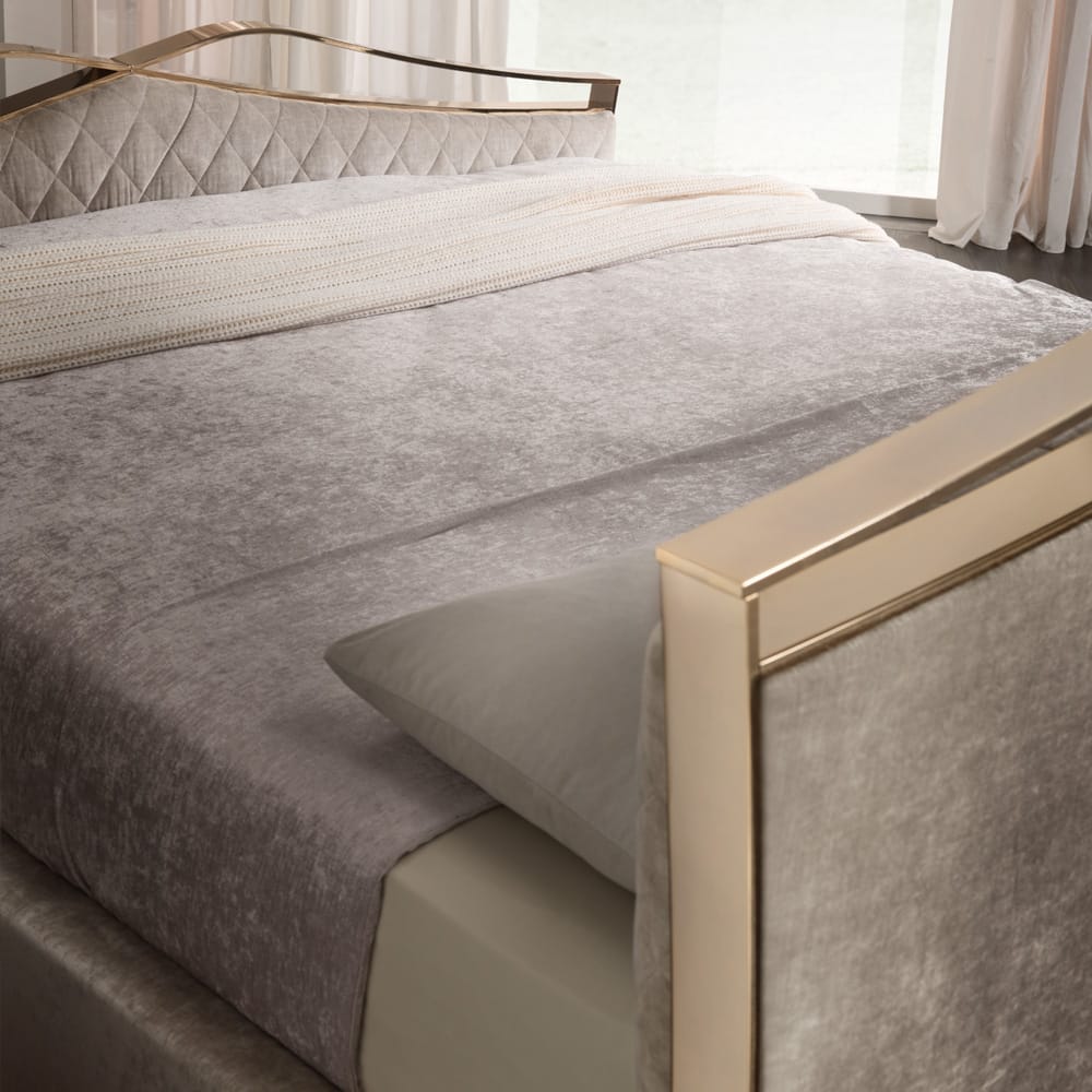 Quilted Nubuck Italian Designer Bed With Footboard