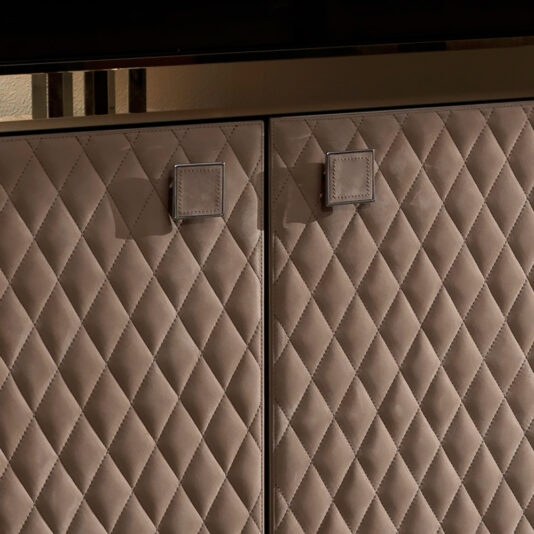 Italian Bronze Mirrored Quilted Leather Sideboard Italian Bronze Mirrored Quilted Leather Sideboard