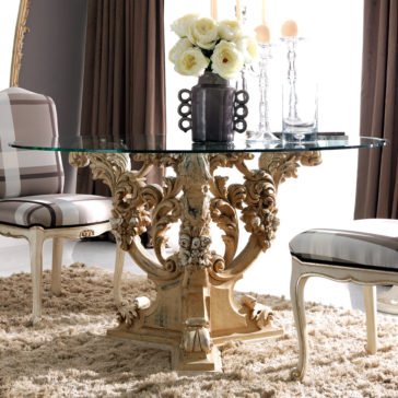 Reproduction Baroque Round Glass Classic Italian Dining Set