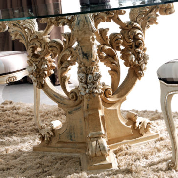 Reproduction Baroque Round Glass Classic Italian Dining Set