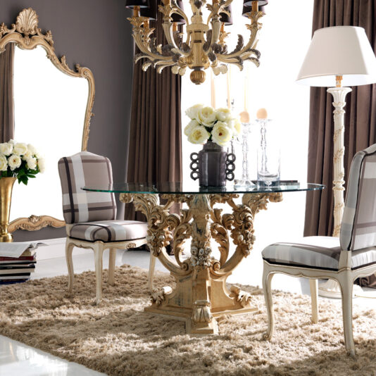Reproduction Baroque Round Glass Classic Italian Dining Table Reproduction Baroque Round Glass Classic Italian Dining Table