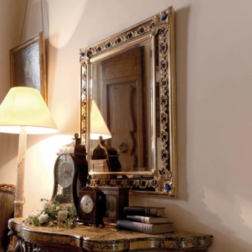 Reproduction Italian Gold Mirror With Blue Lapis Lazuli Reproduction Italian Gold Mirror With Blue Lapis Lazuli