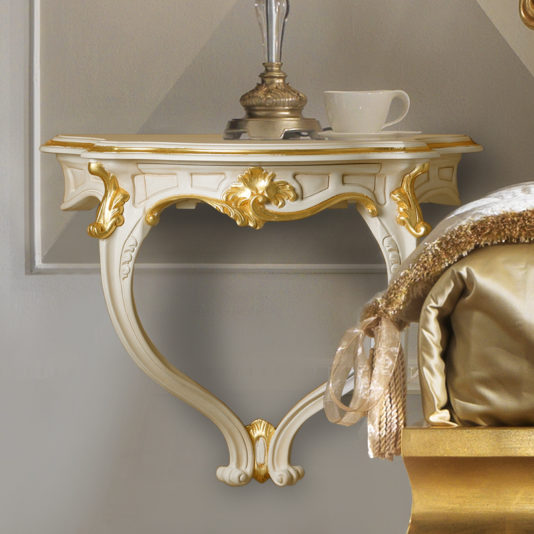 Rococo Ivory and Gold Leaf Wall Fixing Bedside Table