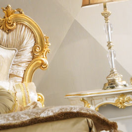 Rococo Ivory and Gold Leaf Wall Fixing Bedside Table - Juliettes Interiors