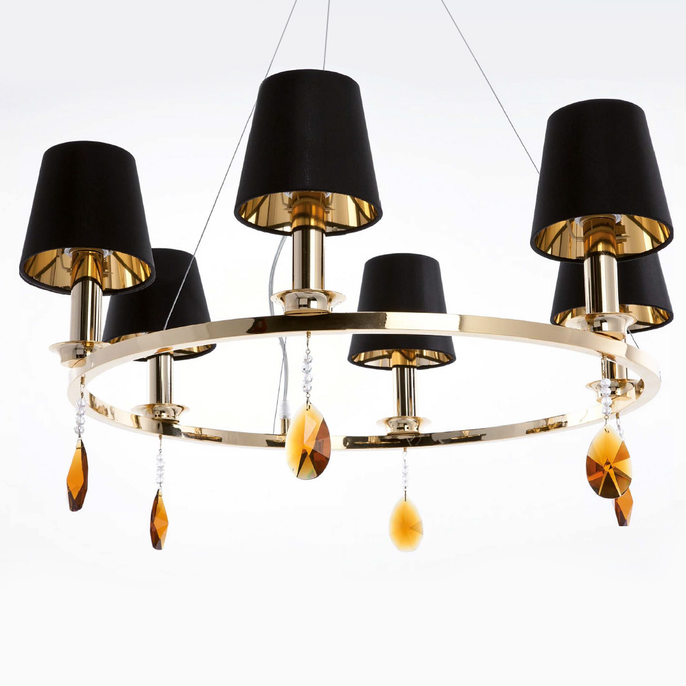 Small Round Crystal Gold Chandelier