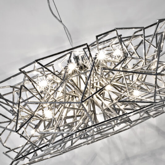 Round Geometric Silver Pendant Light Round Geometric Silver Pendant Light
